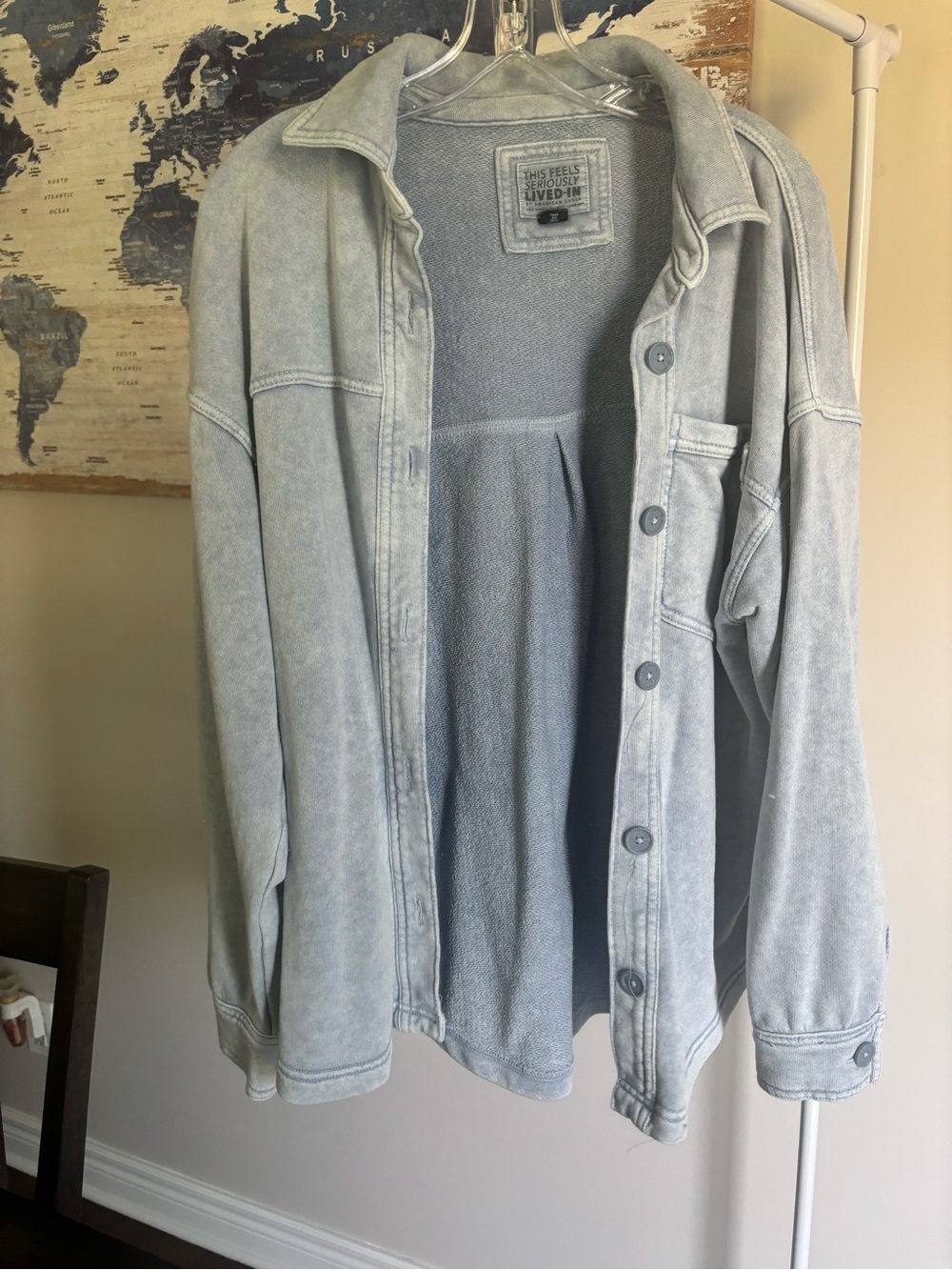 American Eagle Outfitters Light Wash Grey Shacket